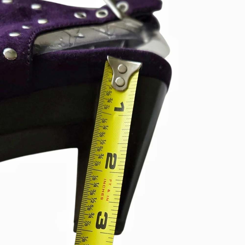 NEW! AEROSOLES Haven Purple Suede Heels with Stud Accents And Peep Toe. NIB. - Picture 6 of 8